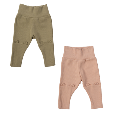 LEGGINGS WITH TEDDY EARS 2X1 RIB - GOTS - SS26