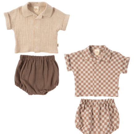 MUSLIN BABY SHIRT WITH BLOOMERS - GOTS - SS26