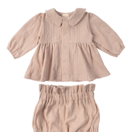 MUSLIN LONGSLEEVE BLOUSE WITH BLOOMERS - GOTS - SS26